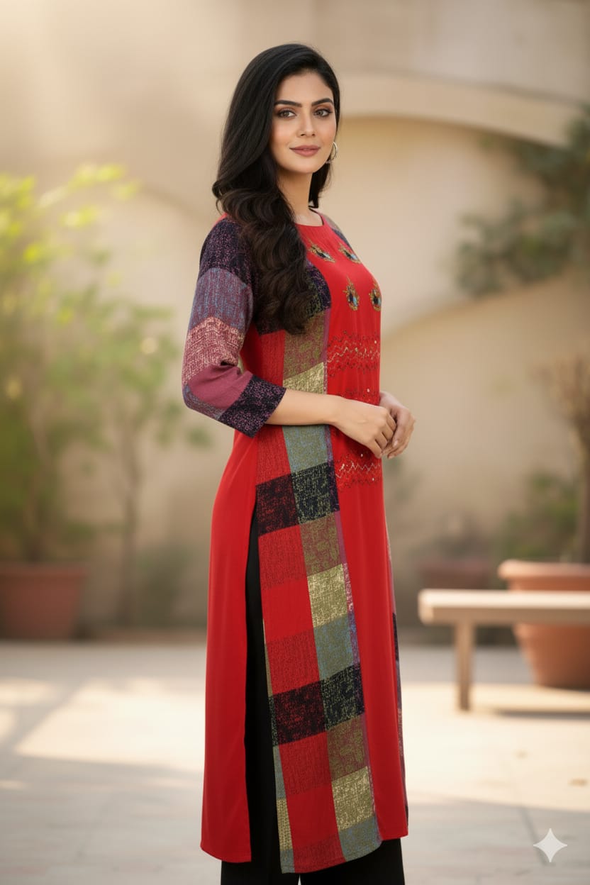 Silakaari Adiva Festive A-line Embroidery Long Kurti