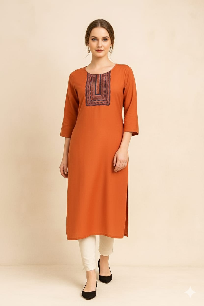Silakaari Hania Embroidered Carrot Regular Long Kurti