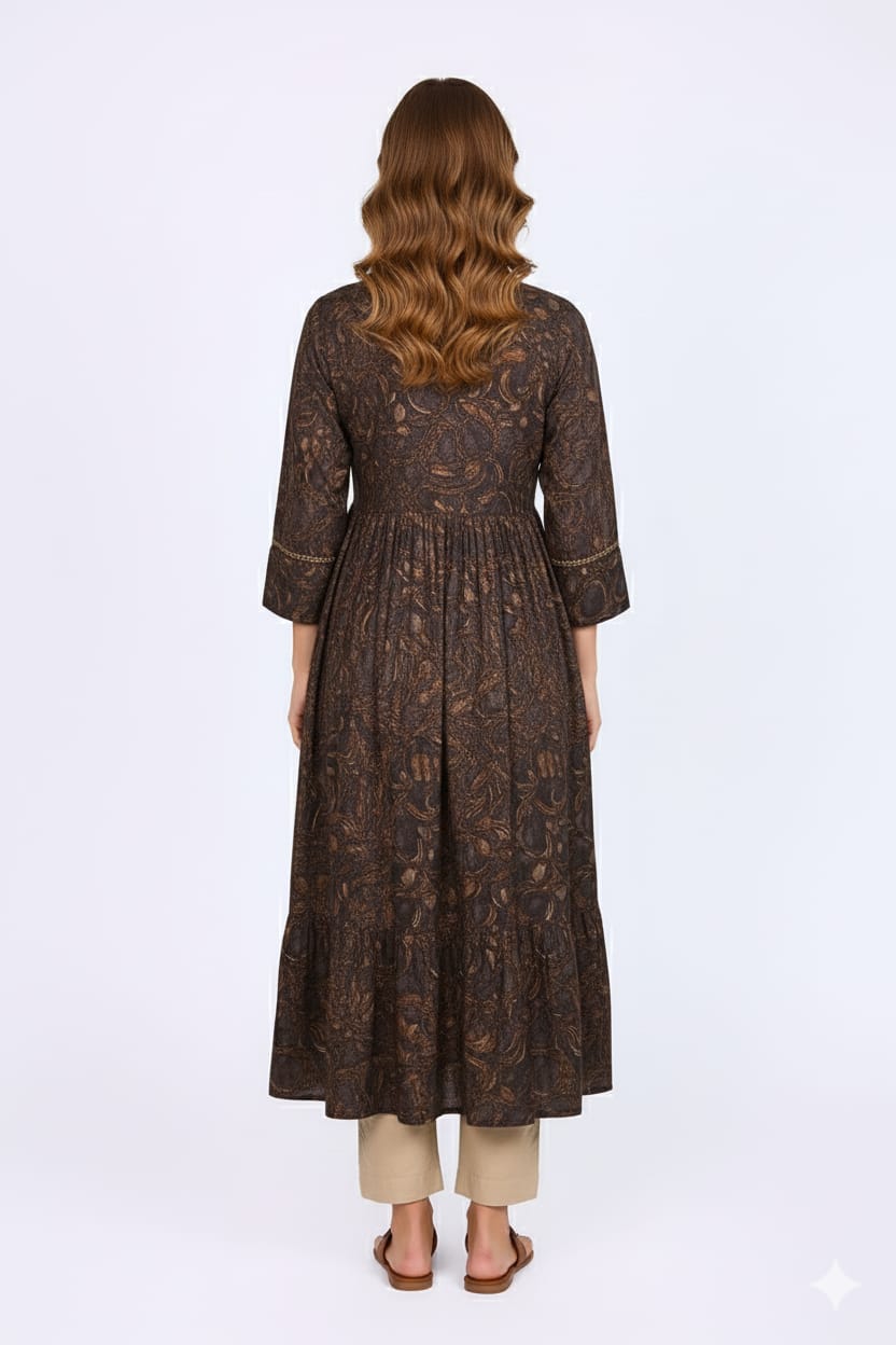 Silakaari Aziza Grey Premium Gota Sequin Frock Style Kurti