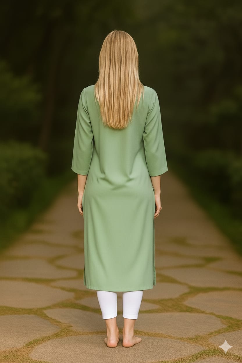 Silakaari Heba Embroidered Teal Green Regular Long Kurti