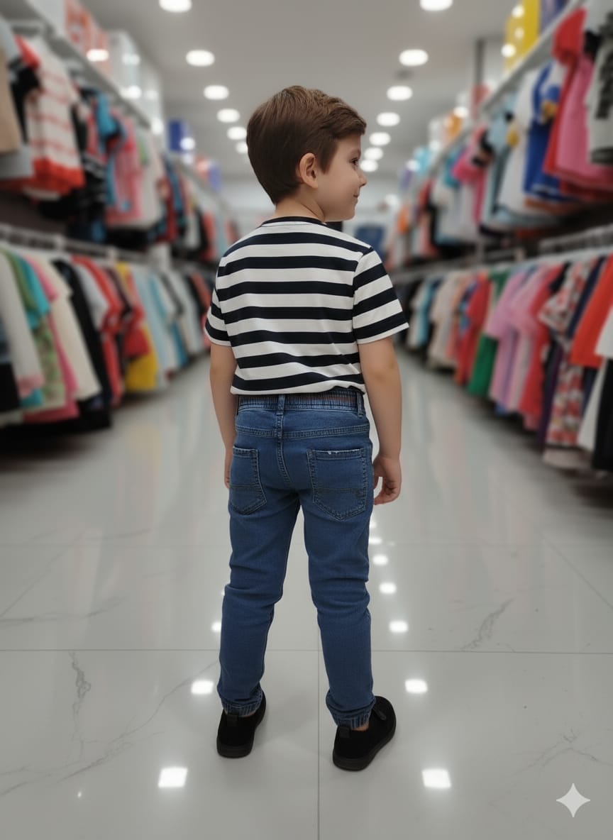 Silakaari Kids Black & White Striped Puppy Print Casual T-Shirt For Boys