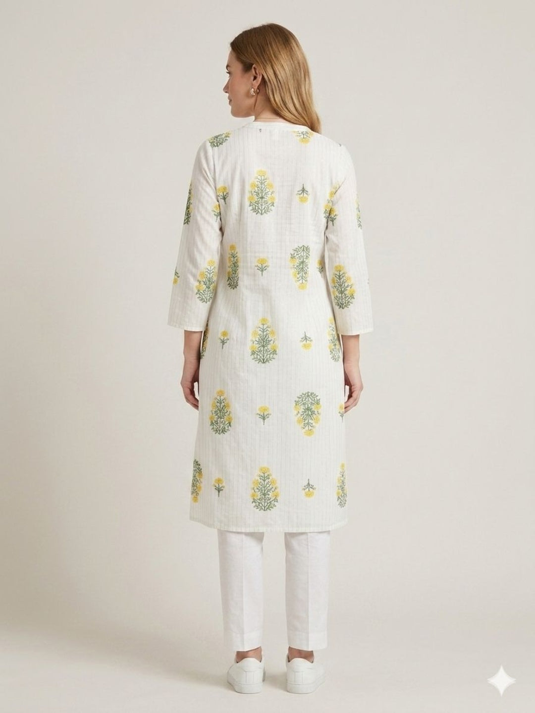 Silakaari Lutfiyah Floral Printed Cotton A-Line Kurta with Pocket