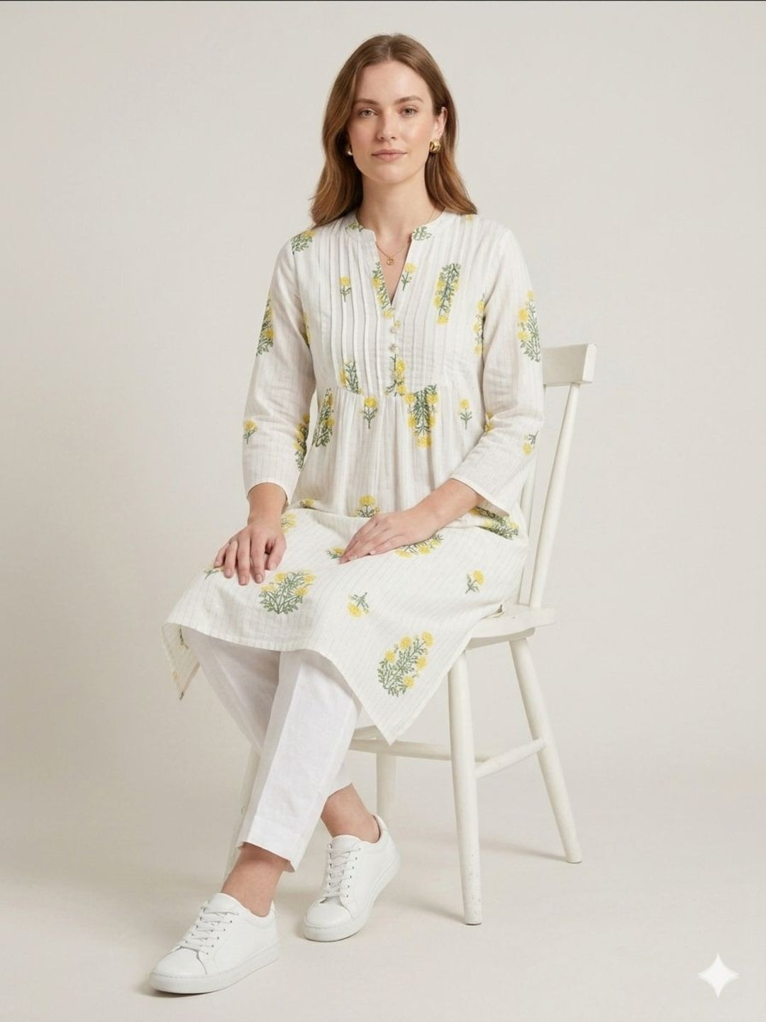 Silakaari Lutfiyah Floral Printed Cotton A-Line Kurta with Pocket