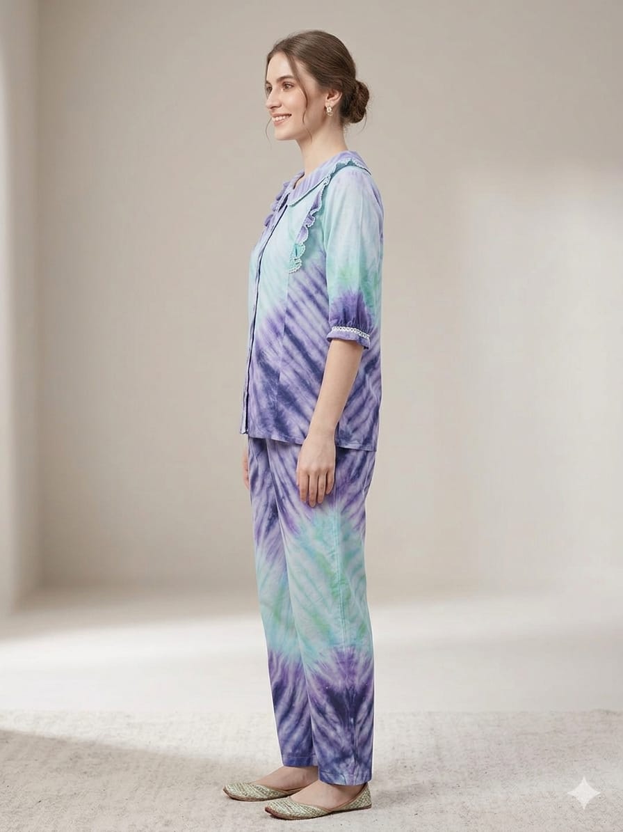 Silakaari Tie-Dye Co-Ord Set for Women|Stylish Printed Top & Pant Set