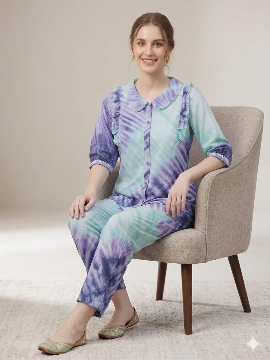 Silakaari Tie-Dye Co-Ord Set for Women|Stylish Printed Top & Pant Set