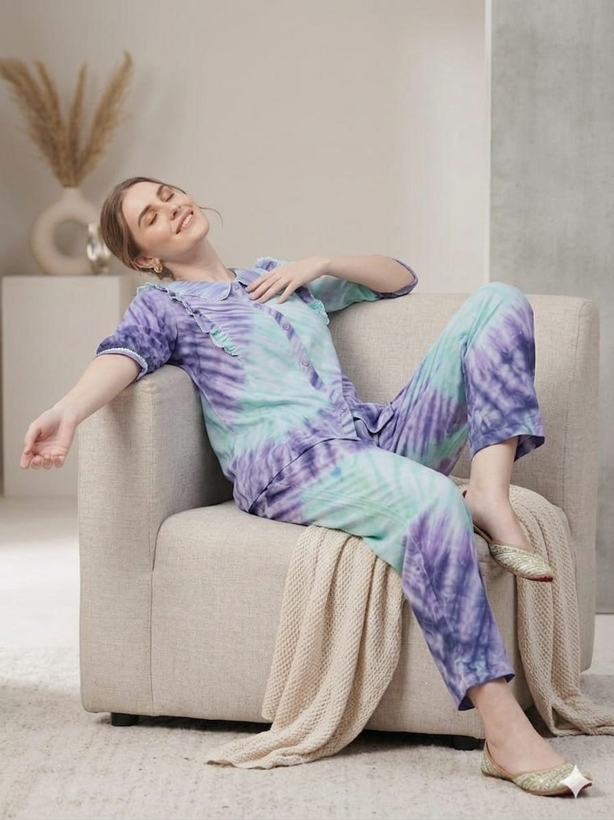 Silakaari Tie-Dye Co-Ord Set for Women|Stylish Printed Top & Pant Set