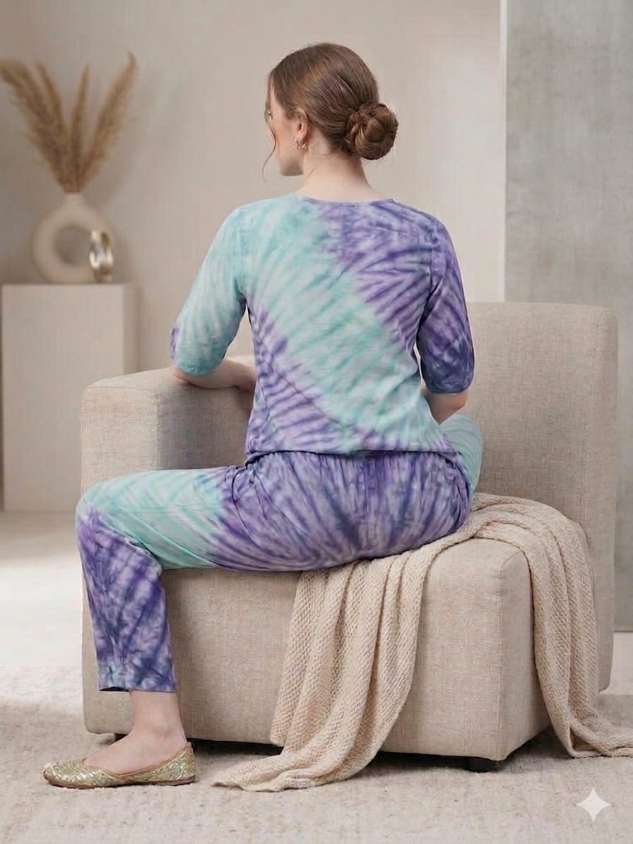 Silakaari Tie-Dye Co-Ord Set for Women|Stylish Printed Top & Pant Set