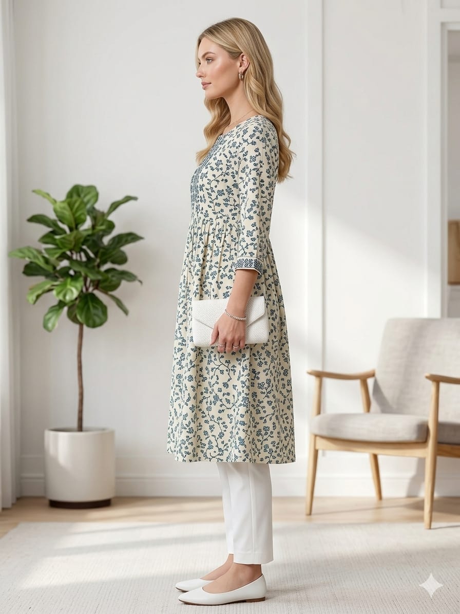 Silakaari Rayhana Cotton Printed Kurti Floral Print Ethnic Kurti