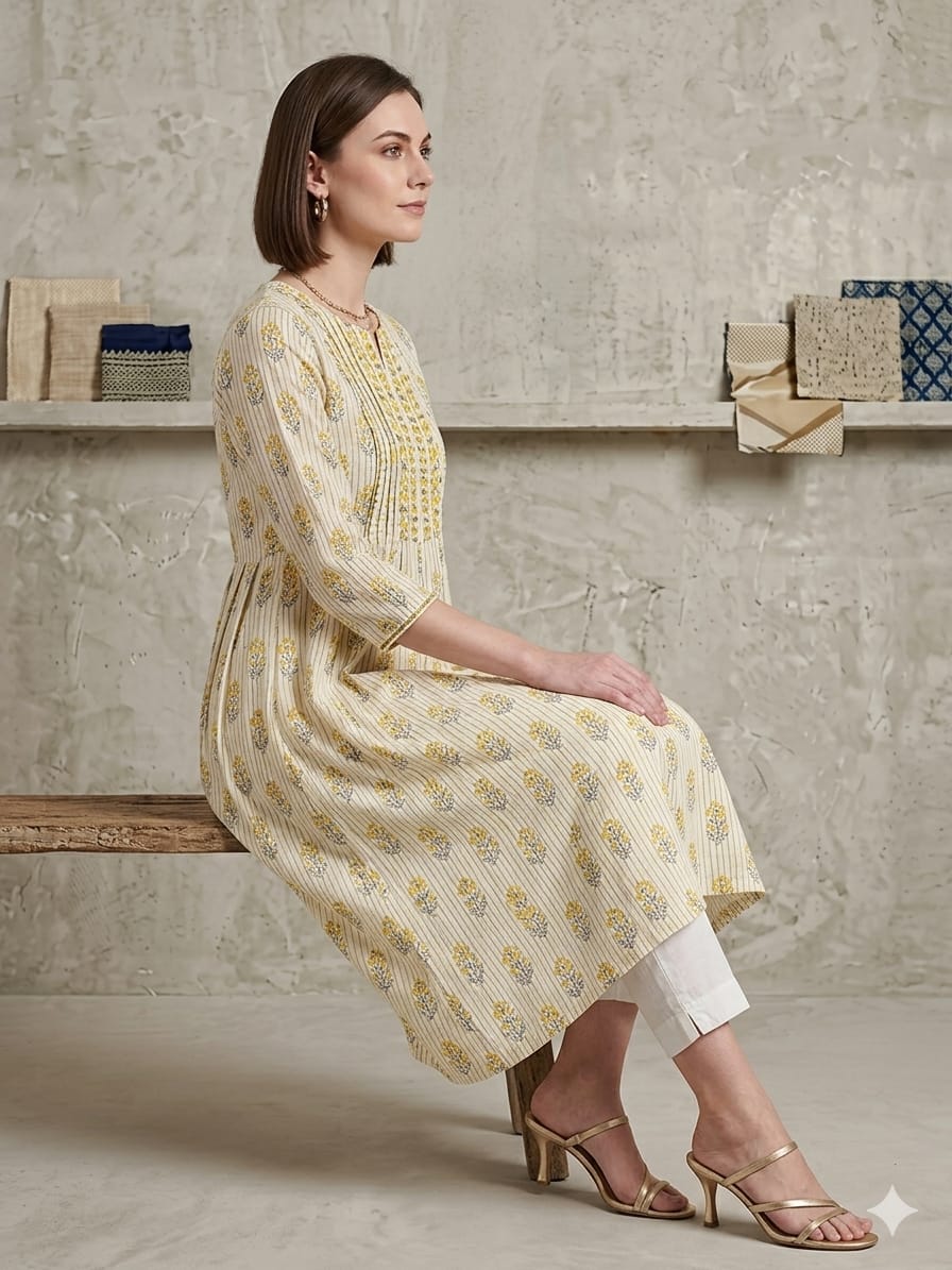 Silakaari Maheen Cotton Printed Ethnic Floral Print Kurta