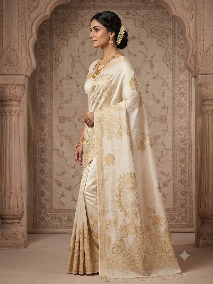Silakaari Ava Banarasi Pure Silk Premium Saree – Elegant Traditional Designer Saree with Rich Golden Weave