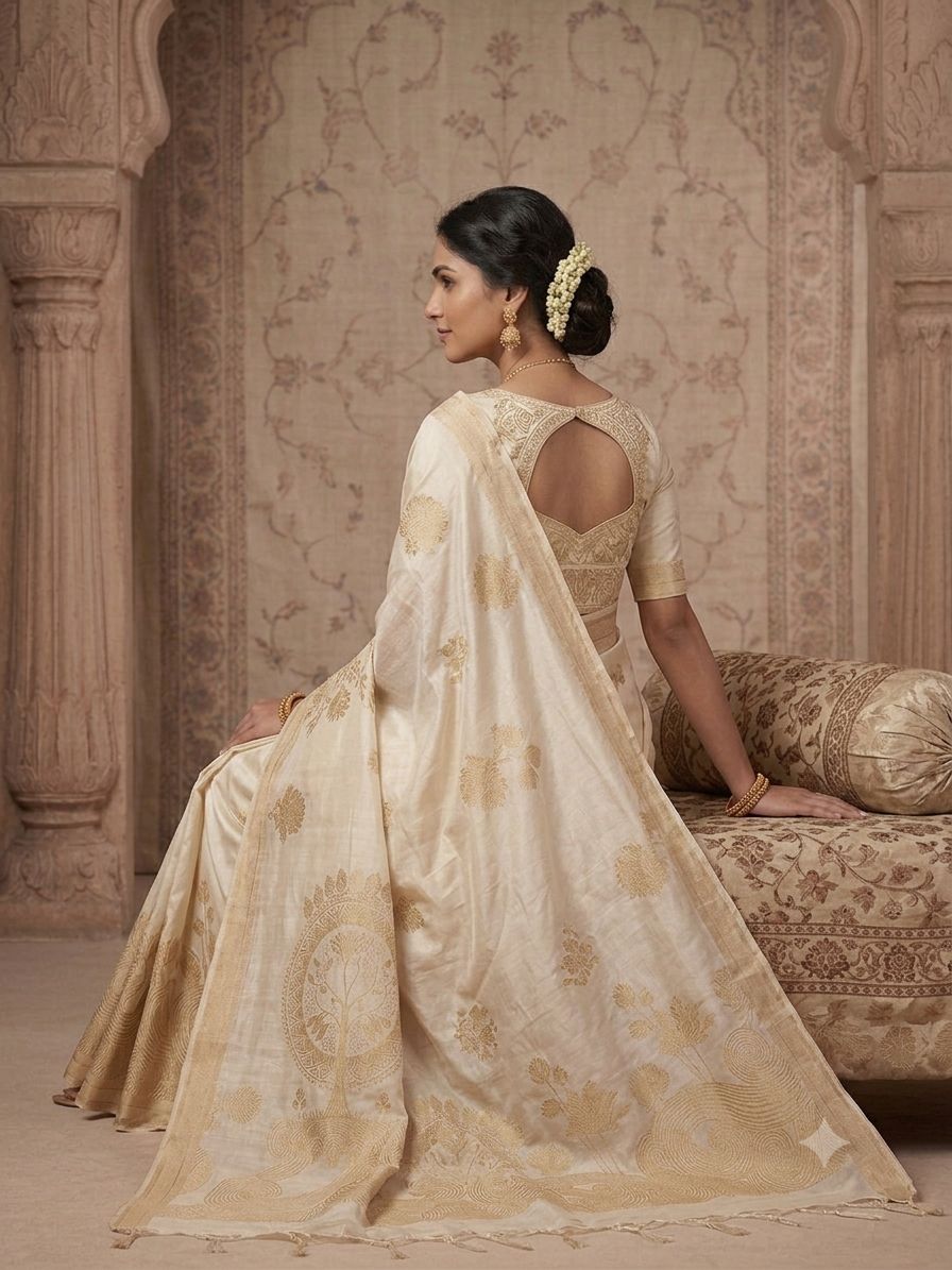 Silakaari Ava Banarasi Pure Silk Premium Saree – Elegant Traditional Designer Saree with Rich Golden Weave