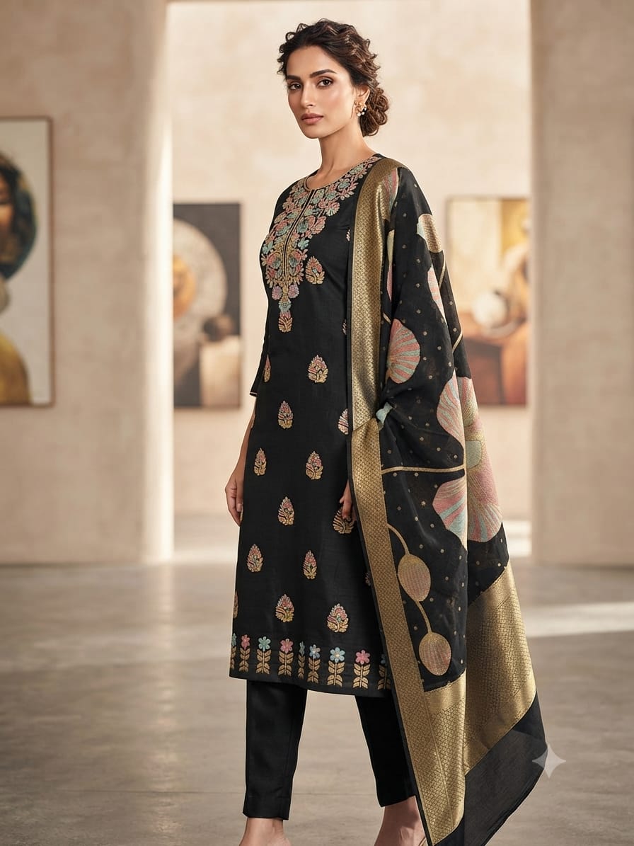 Silakaari Prisha Banarasi Zari Woven Rich Premium Unstitched Dress Material