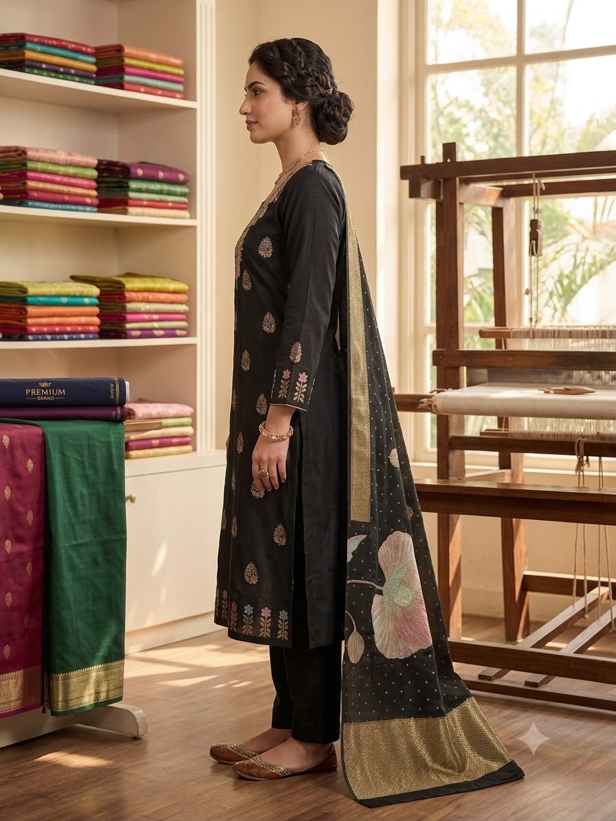 Silakaari Prisha Banarasi Zari Woven Rich Premium Unstitched Dress Material