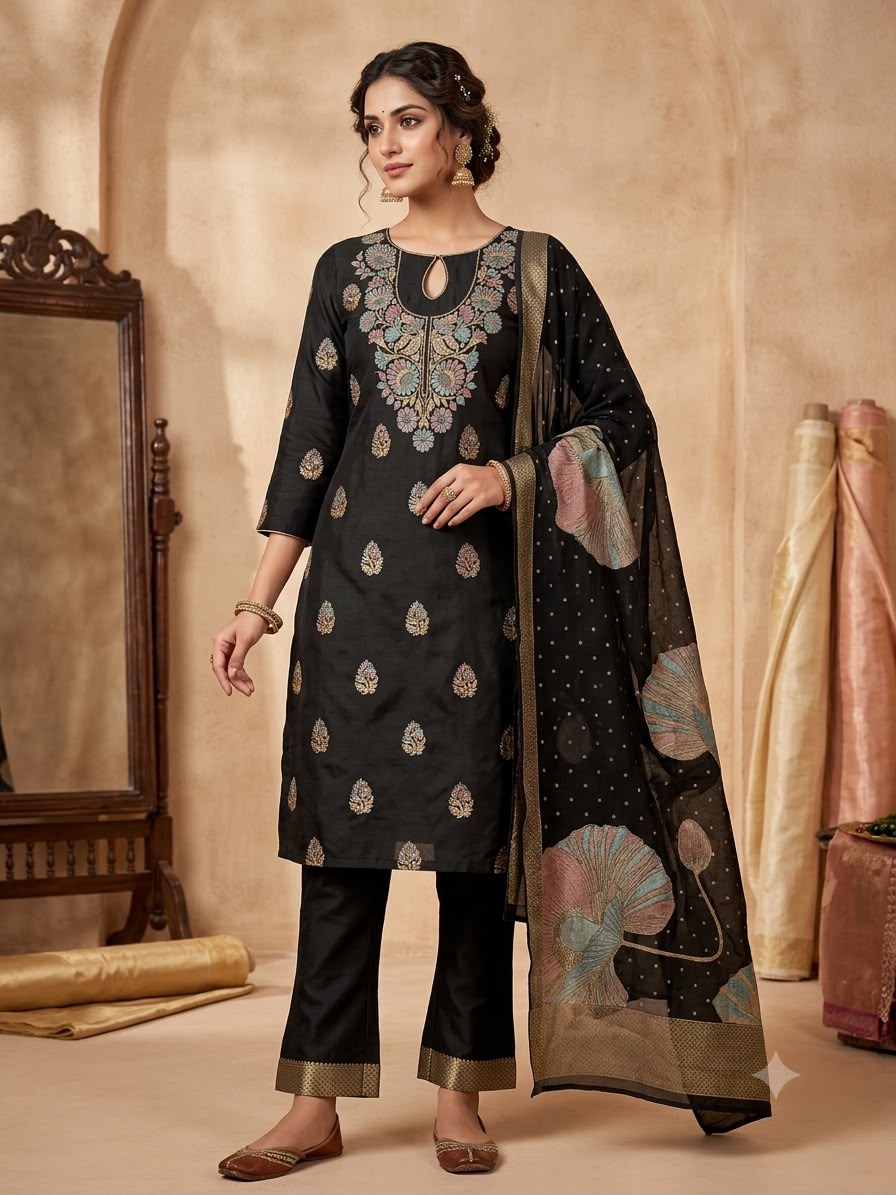 Silakaari Prisha Banarasi Zari Woven Rich Premium Unstitched Dress Material