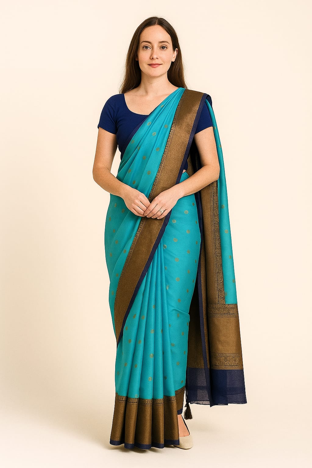 Silakaari Women's Blue Banarasi Hand Zari work Organza saree