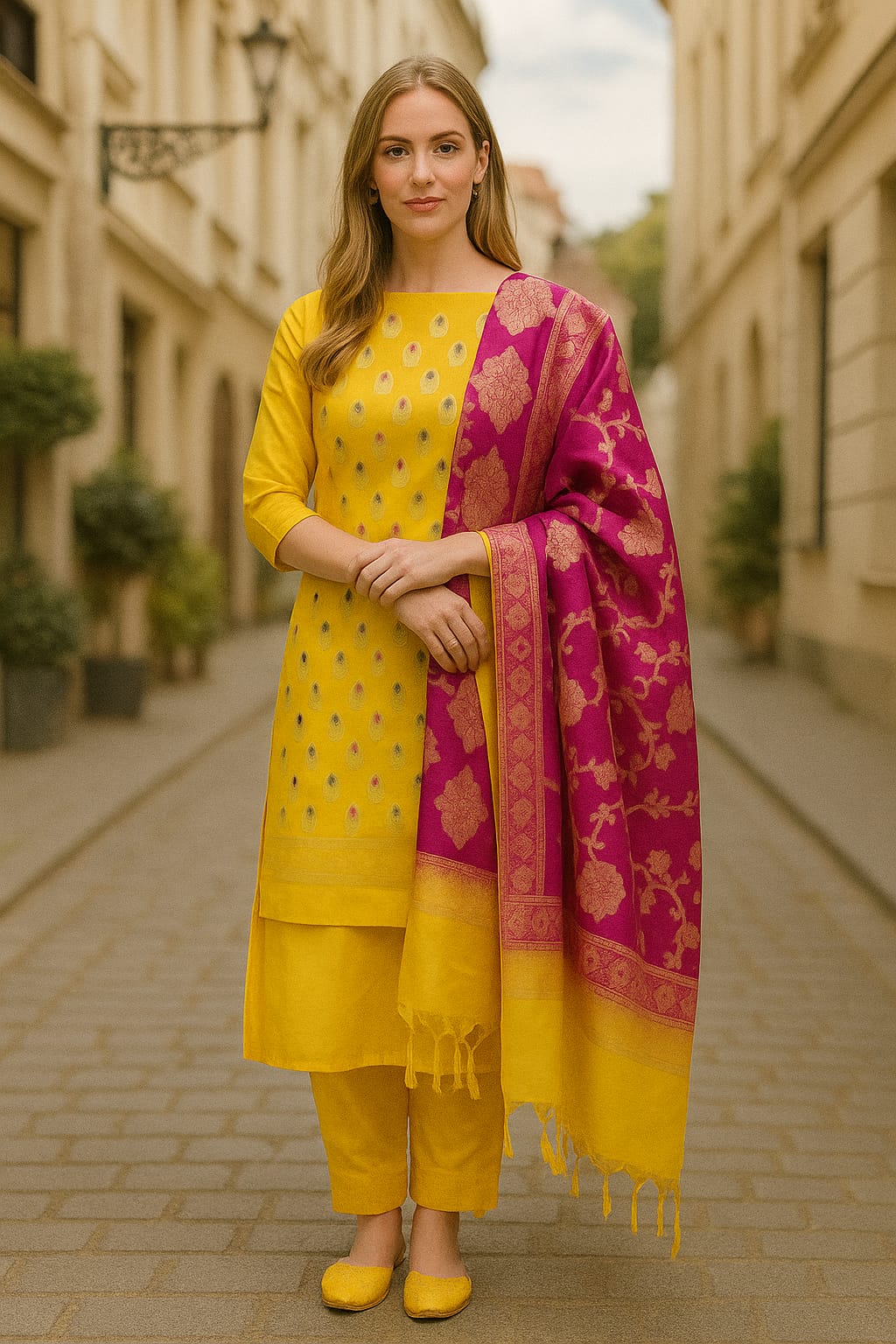 Silakaari Women's Plus Size Zari Banarasi Silk Unstitched Dress Material