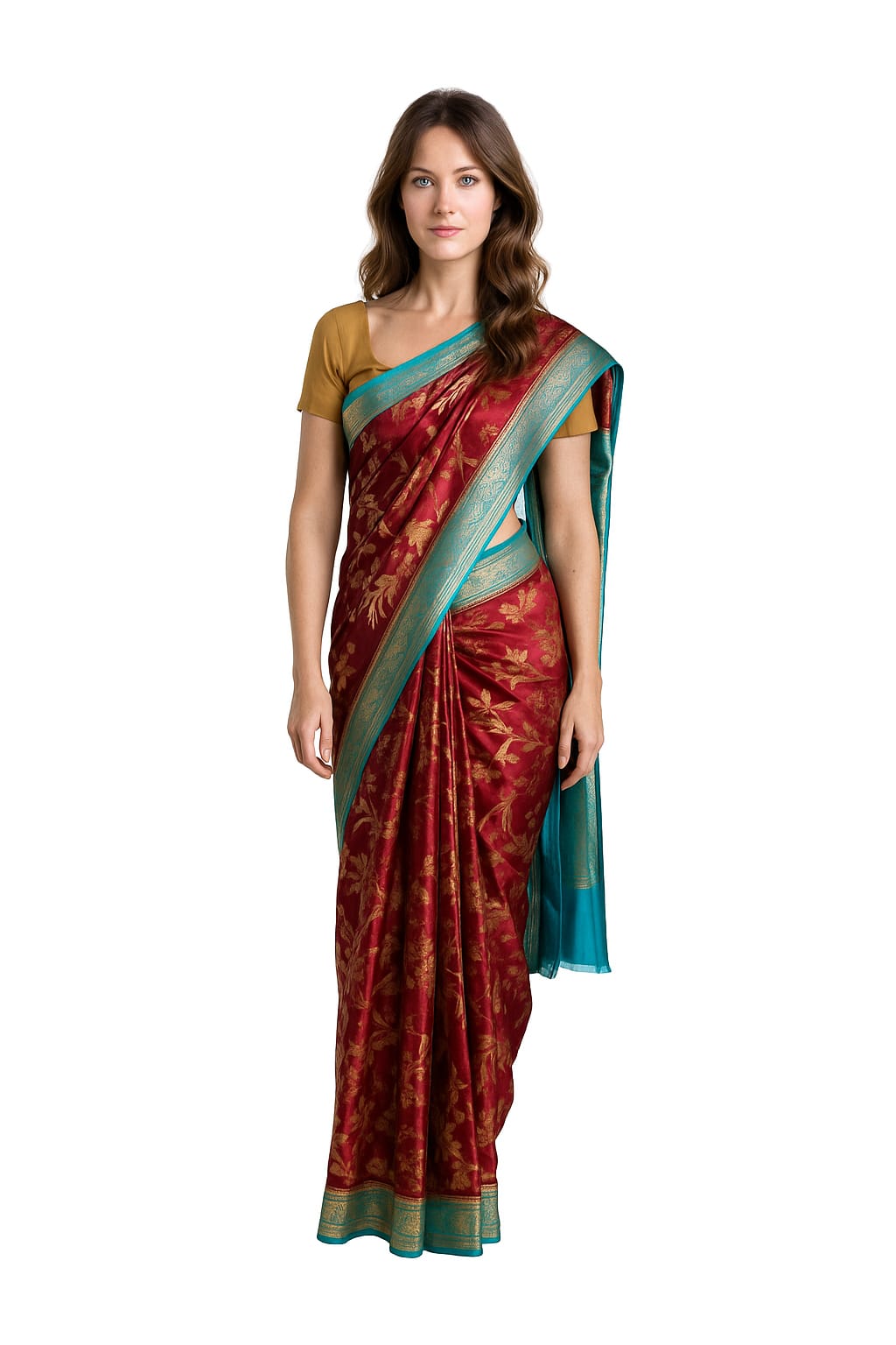 Silakaari Mahogany Maroon Zari Banarasi Festive Saree