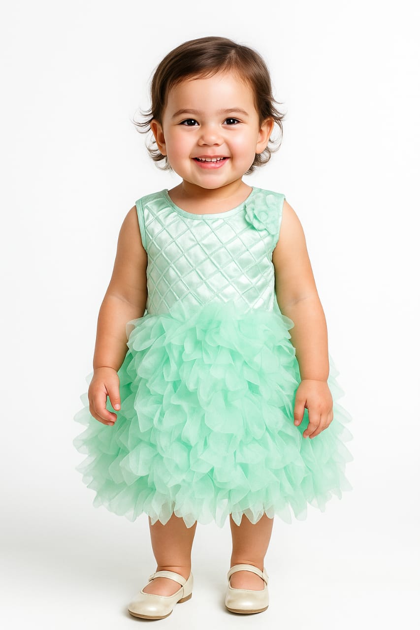 Silakaari Naima Kids Floss Sleeveless Party Balloon Organza Frock For Girls