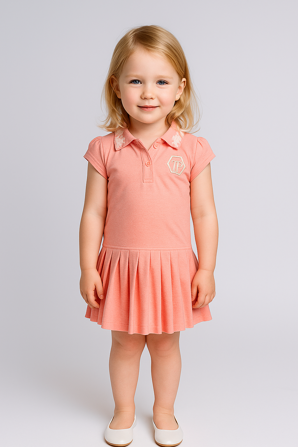 Silakaari Khadija Kids Peach Fancy Floral Pearl Top With Short For Girls