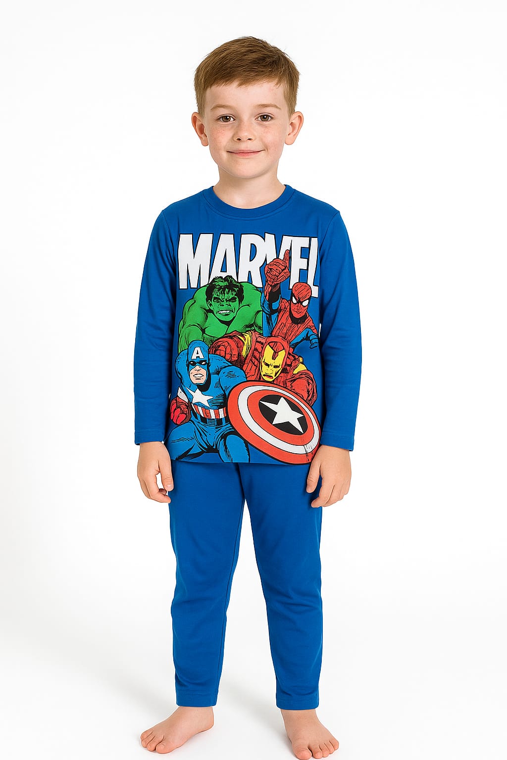 Silakaari Kids Blue Marvel Regular Fit Casual Full Sleeve T-Shirt for Boys
