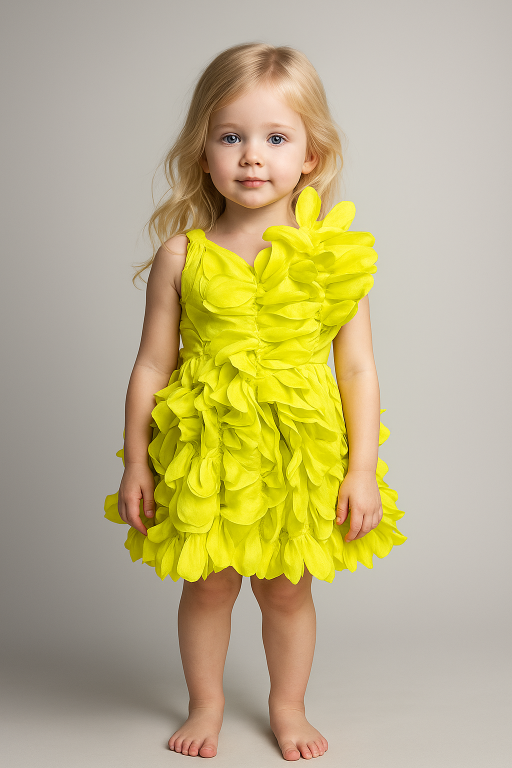 Silakaari Meher Kids Green Satin Sleeveless Beautiful Layered Party Frock Flower Dress for Girls