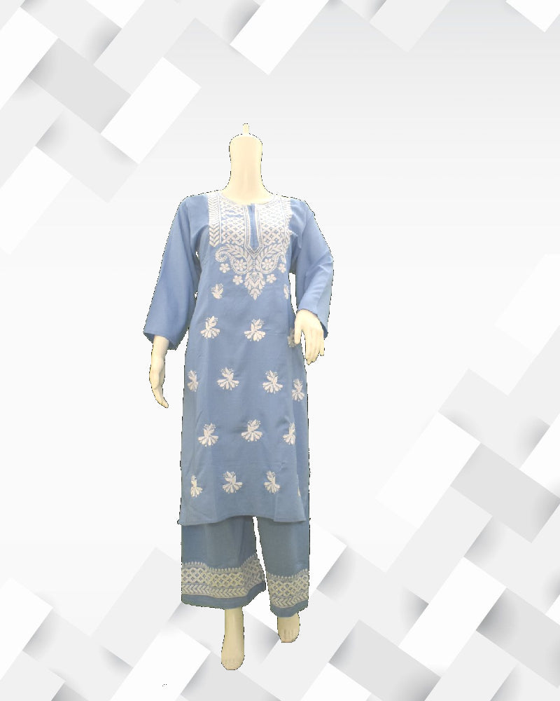 Silakaari Women's Lucknowi chikankari kurti palazzo set