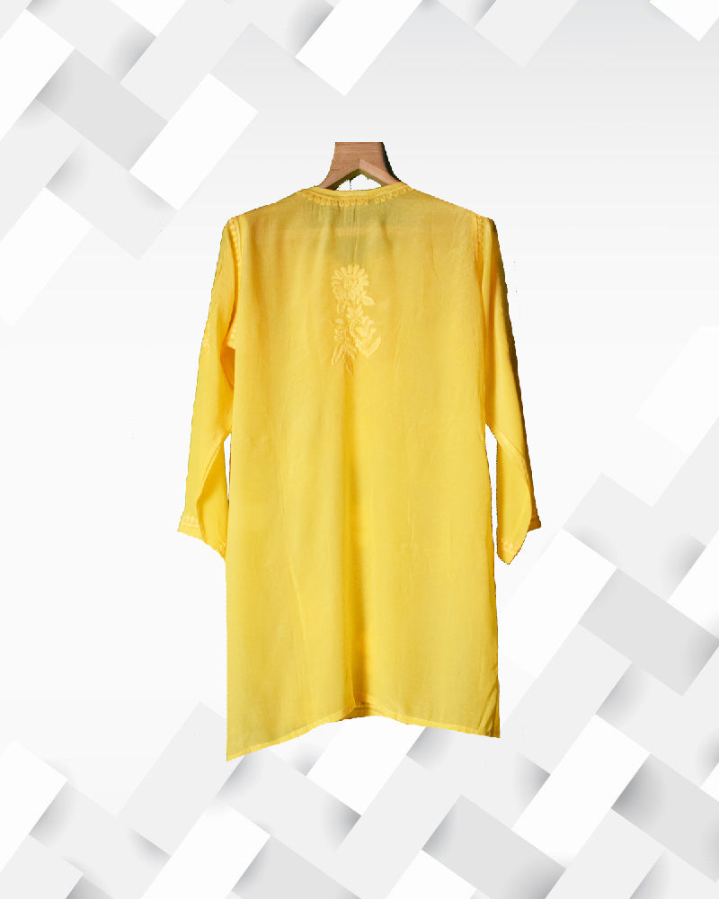 Silakaari Women's Pure Crepe Lucknowi Short Kurta