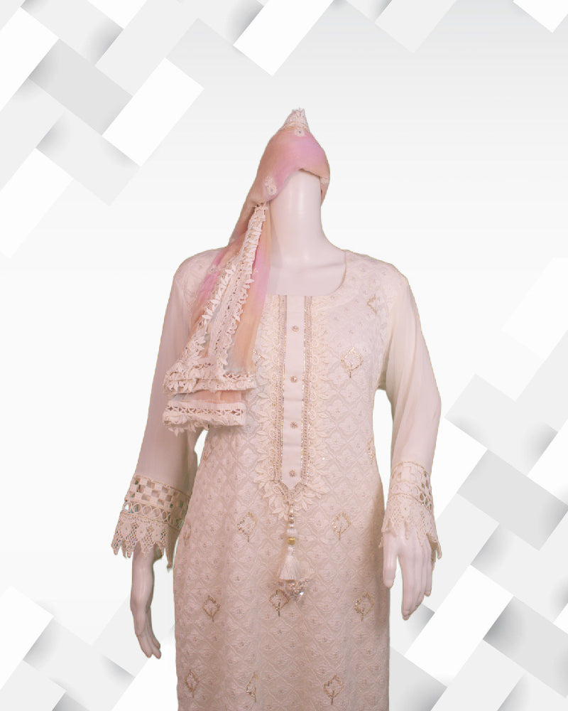 Silakaari Women's Pure Georgette Fancy Latkan Gota Sequin Karachi Readymade Dress