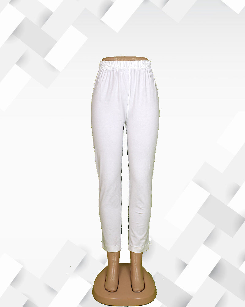 Slikaari Women's White Free Size Cotton Lycra Kurti Pant