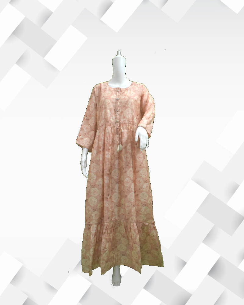 Silakaari Women's Printed Heavy Muslin Full Length Gown