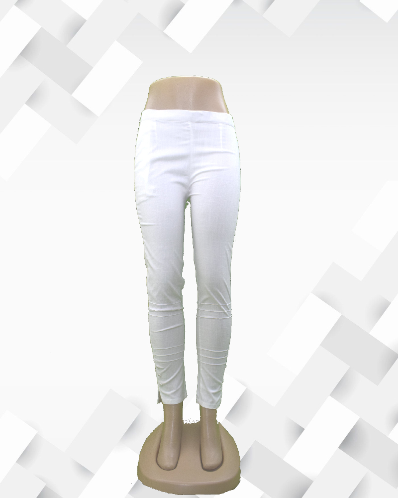 Silakaari Women's Pure White Button Stylish Pant