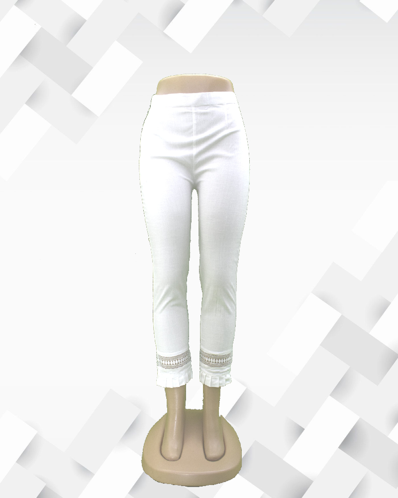 Silakaari Women's Pure White Lacy Stylish Pant